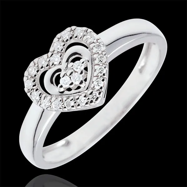 Anillo Corazón Paris - oro blanco 9 quilates