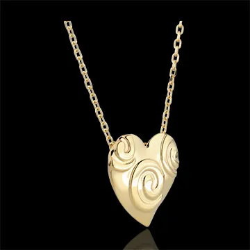Collar Corazón Espirales - oro amarillo 9 quilates