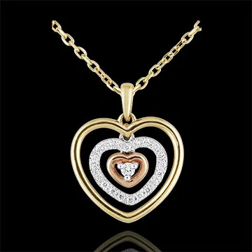 Collar Corazón Orma - 3 oros - oro balanco, amarillo, rosa y diamante