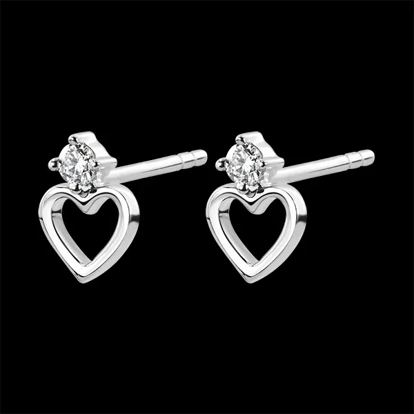 Pendientes Abundancia - Corazón Anahata - oro blanco de 9 quilates y diamantes