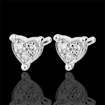 Pendientes Corazones Romy - oro blanco 9 quilates 