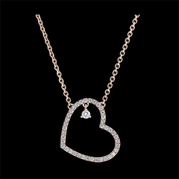 Collar Precioso Secreto - Corazón Inclinado - oro rosa de 9 quilates y diamantes