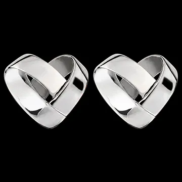 Pendientes tipo botón Corazón Plegado – oro blanco 9 quilates