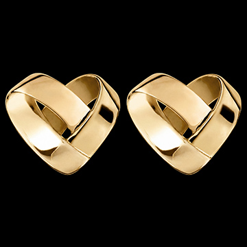 Pendientes de botón Corazón Plegado – oro amarillo 18 quilates