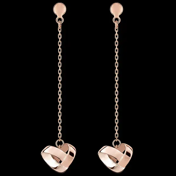 Pendientes colgantes Corazón Plegado – oro rosa 9 quilates