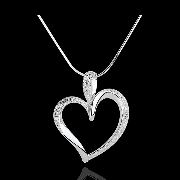 Colgante Corazón - oro blanco 18 quilates - 10 diamantes