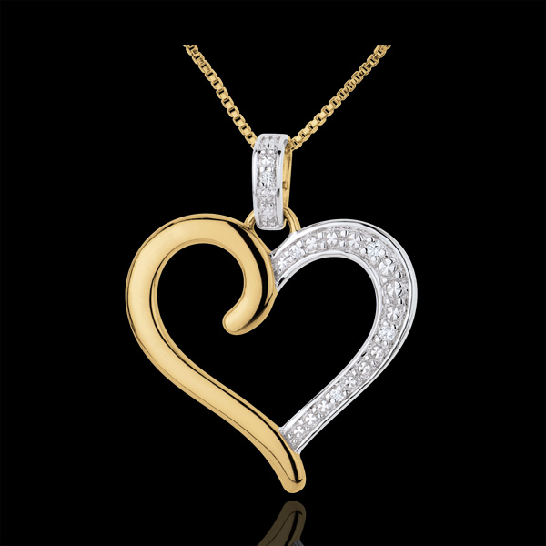 Colgante Corazón Amazona - oro amarillo y oro blanco 18 quilates 