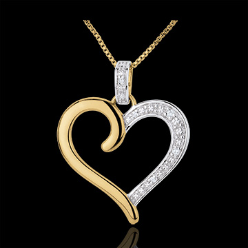 Colgante Corazón Amazona - oro amarillo y oro blanco 9 quilates