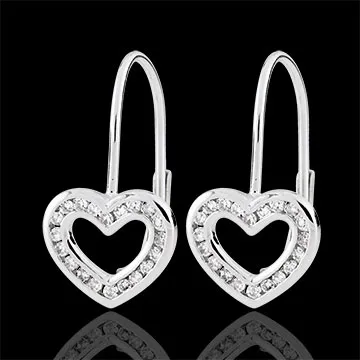 Pendientes Corazones Tea - oro blanco 9 quilates - 40 diamantes