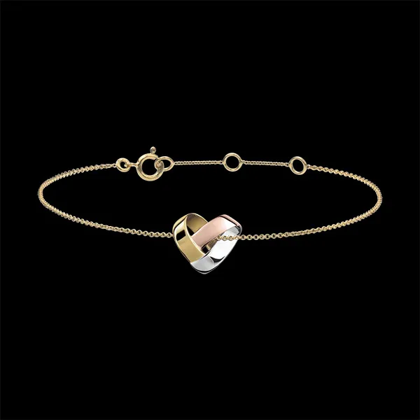 Brazalete Corazón Plegado - 3 oros de 18 quilates
