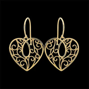 Pendientes Corazón Arabesco - oro amarillo 9 quilates 