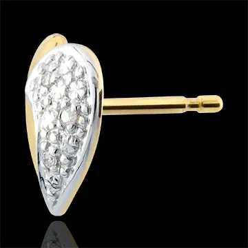 Pendientes Corazones Ondas - oro blanco y oro amarillo 9 quilates