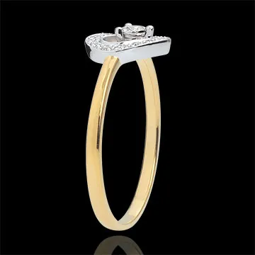 Anillo Corazón Stephanie - dos oros - oro blanco y oro amarillo 9 quilates