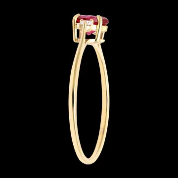 Anillo Amara – Oro amarillo de 9 quilates con diamantes sintéticos y rubí sintético