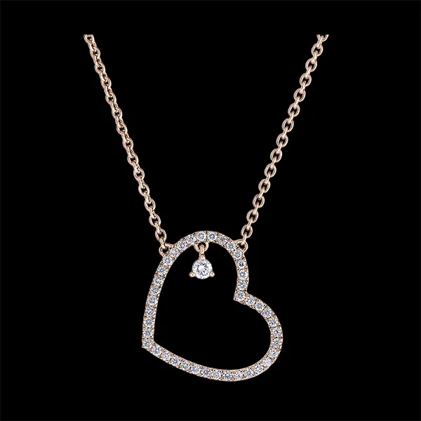 Collar Precioso Secreto - Corazón Inclinado - oro rosa de 18 quilates y diamantes