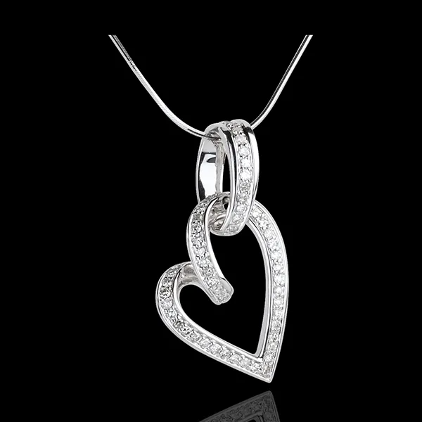 Colgante Corazón colgado - oro blanco 18 quilates - 52 diamantes