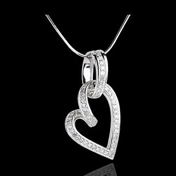 Colgante Corazón colgado - oro blanco 18 quilates - 52 diamantes
