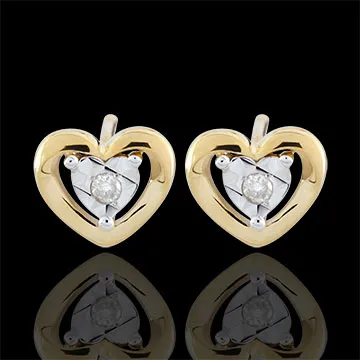Pendientes Pico Corazones - oro amarillo 9 quilates