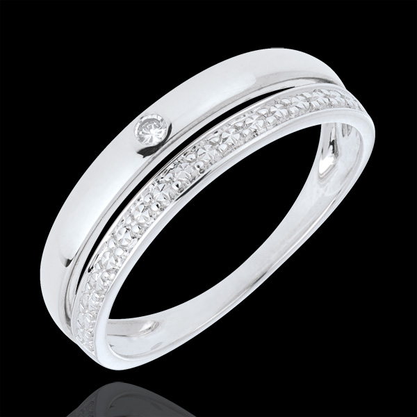 Pretty Wedding Ring - White gold - 9 carats