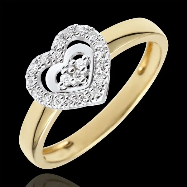 Anello Cuore Parigi - Oro bianco e Oro giallo - 18 carati - 21 Diamanti