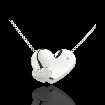 Collana Cuori Dolcezza - Oro bianco - 18 carati - Diamante