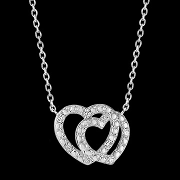 Collana Prezioso Segreto - Cuori Complici - oro bianco 18 carati e diamanti