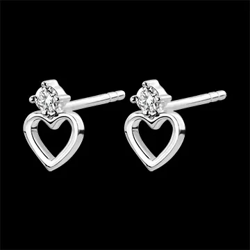 Orecchini Abbondanza - Cuore Anahata - oro bianco 9 carati e diamanti
