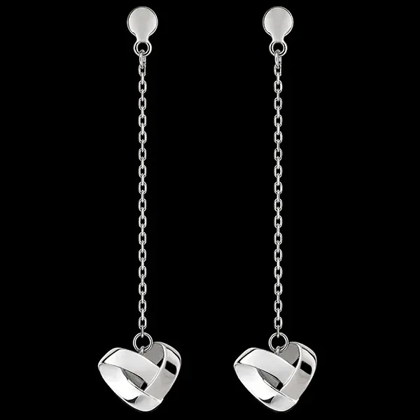 Orecchini pendenti Cuore Pliage – oro bianco 9 carati