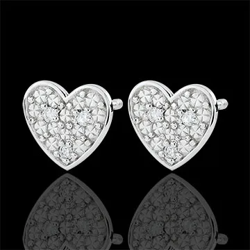 Orecchini Cuore Dita - Oro bianco - 9 carati - 6 Diamanti