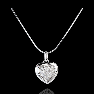 Ciondolo Sweet Heart - Oro bianco - 18 carati - 18 Diamanti - 0.2 carati