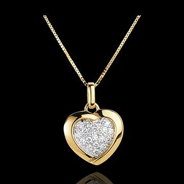 Ciondolo Sweet Heart - Oro giallo e Oro bianco - 18 carati - 18 Diamanti - 0.2 carati