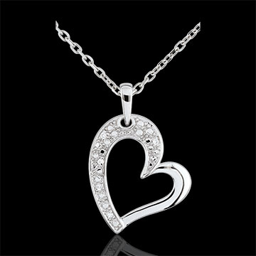 Ciondolo Cuore Twist -Oro bianco - 9 carati - 5 Diamanti