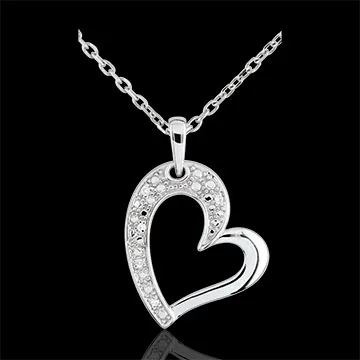 Ciondolo Cuore Twist -Oro bianco - 9 carati - 5 Diamanti