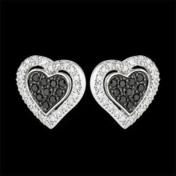Orecchini Gran cuore - Oro bianco - 9 carati - 44 Diamanti - 0.26 carati