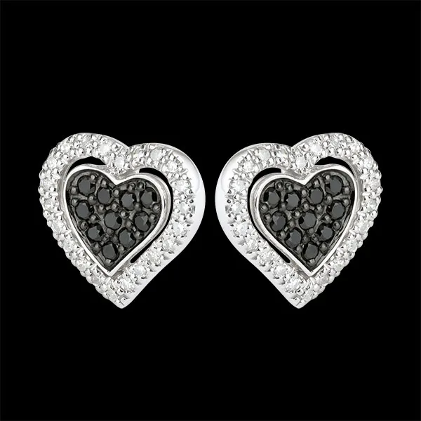 Orecchini Gran cuore - Oro bianco - 9 carati - 44 Diamanti - 0.26 carati