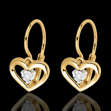 Orecchini Amore mio - Oro giallo - 9 carati - 2 Diamanti 