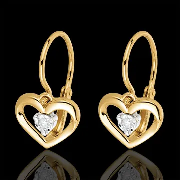 Orecchini Amore mio - Oro giallo - 9 carati - 2 Diamanti 