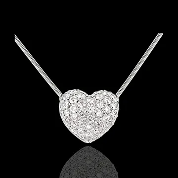 Collana Cuore pavé - Oro bianco - 18 carati - 50 Diamanti - 0.85 carati 