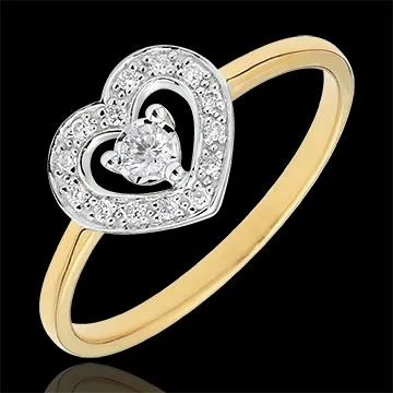 Anello Cuore Tiphanie - Oro bianco e Oro giallo - 18 carati - 15 Diamanti - 0.10 carati