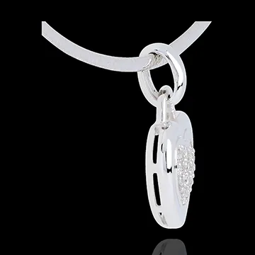Ciondolo Cuore pavé - Oro bianco - 18 carati - 7 Diamanti - 0.41 carati