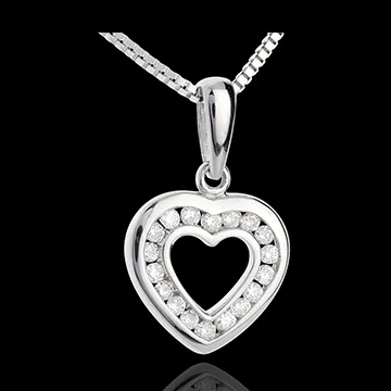 Ciondolo Cuore Abisso - Oro bianco pavé - 18 carati - 18 Diamanti - 0.18 carati