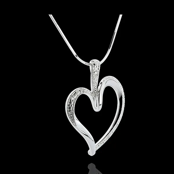 Ciondolo Arty Cuore - Oro bianco - 18 carati - 10 Diamanti