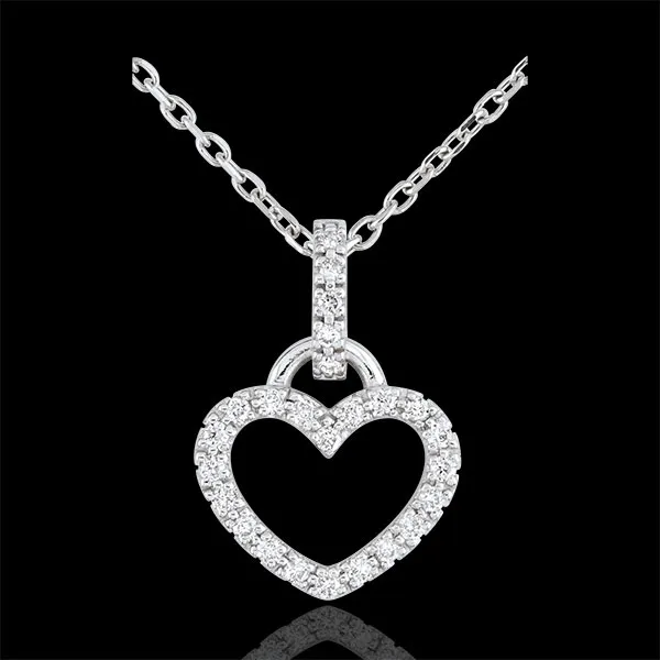 Ciondolo - Cuore incantato - Oro bianco - 9 carati - 25 Diamanti 