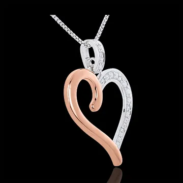 Ciondolo Cuore Amazzone Oro bianco e Oro rosa - 9 Diamanti - 5 Diamanti