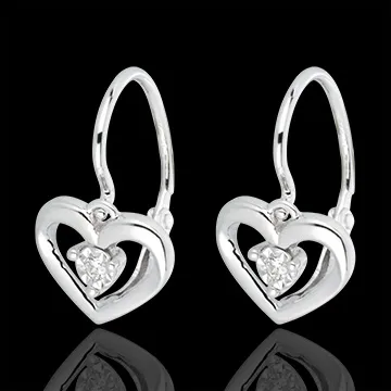 Orecchini Amore mio - Oro bianco - 9 carati - 2 Diamanti