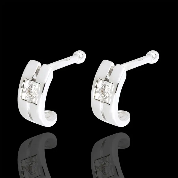 Pendientes Doble Vuelta - oro blanco 18 quilates y diamantes