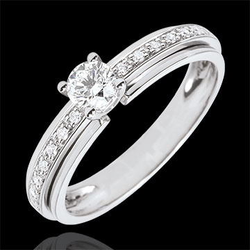 Anillo de Pedida Solitario Destino - Mi Reina - Variación - oro blanco 9 quilates