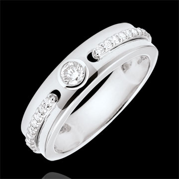 Anillo Solitario Promesa - oro blanco 18 quilates y diamantes