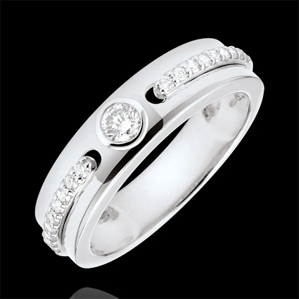 Anillo Solitario Promesa - oro blanco 9 quilates y diamantes