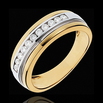 Anillo Hada - Solar - oro blanco y oro amarillo 18 quilates - 11 diamantes 0. 24 quilates